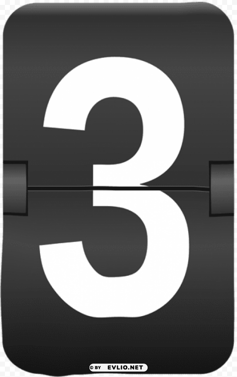 three counter number PNG Isolated Design Element with Clarity