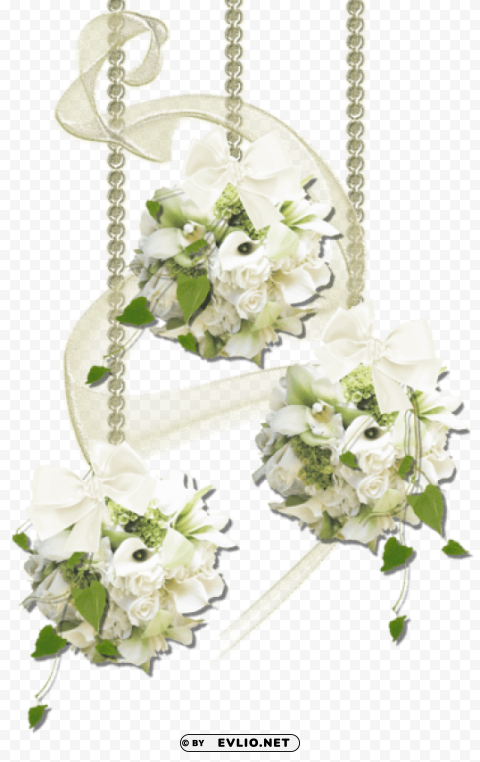 white flowers decoration PNG with transparent overlay