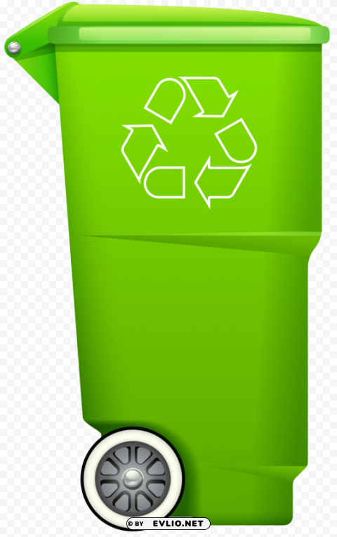 garbage trash bin with recycle symbol PNG for web design