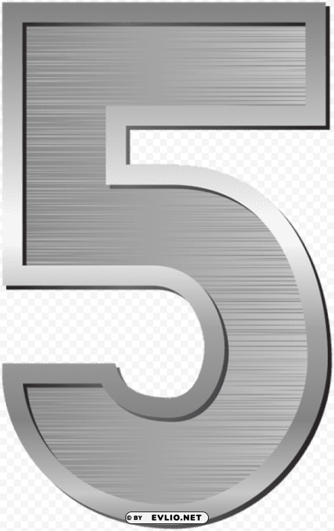 number five silver PNG images with clear alpha channel