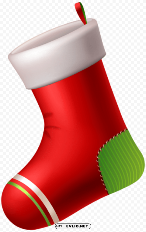 red christmas stocking Isolated Element with Clear Background PNG