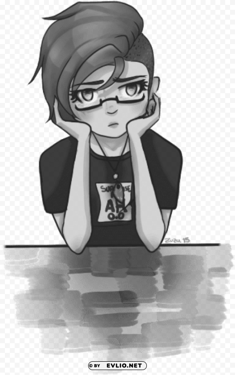 Anime Girl Eyes Tumblr Black And White PNG Transparency