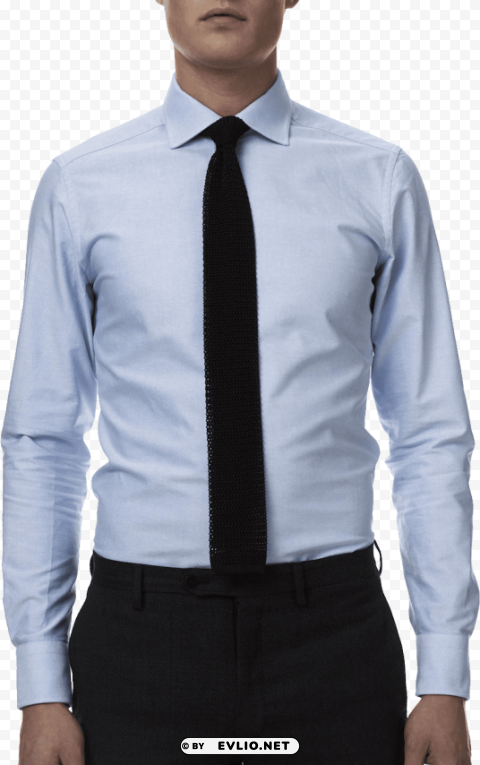 Llight Blue Dress Shirt Black Tie PNG Images With Transparent Space