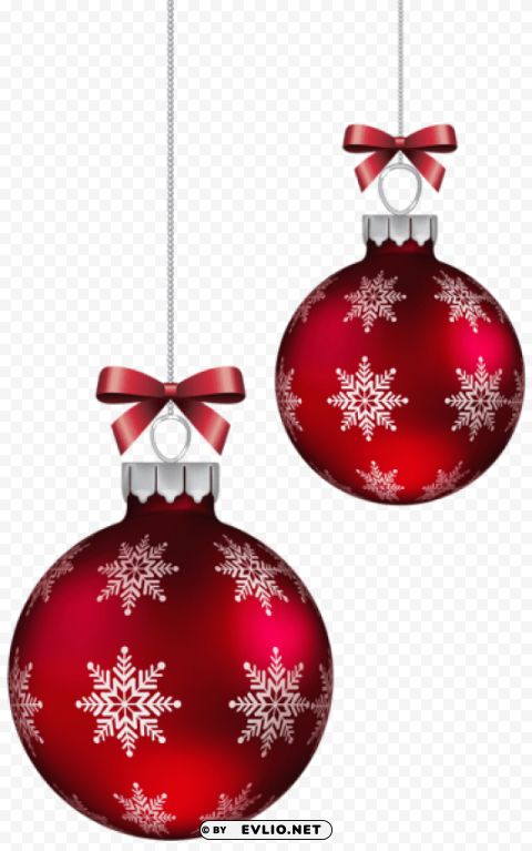 Red Christmas Balls Decoration PNG Files With Transparent Backdrop Complete Bundle