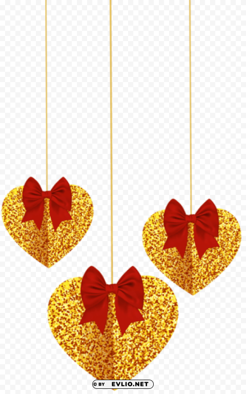 hanging hearts deco transparent Clear Background PNG Isolated Graphic Design