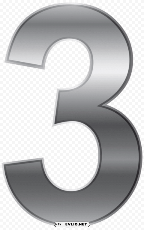 Silver Number Three PNG Images With High-quality Resolution