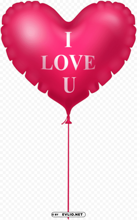 i love you pink heart balloon Clear Background Isolated PNG Object