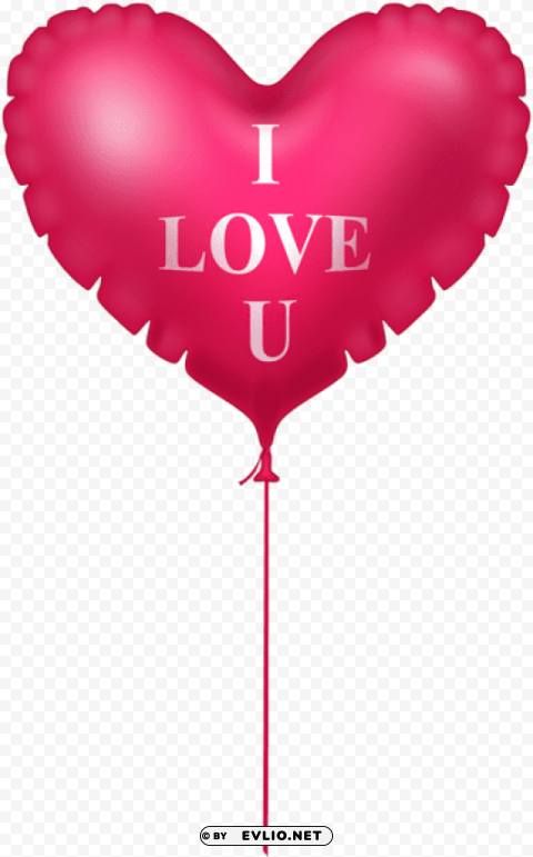 I Love You Pink Heart Balloon Clear Background Isolated PNG Object