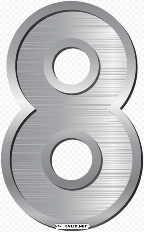 number eight silver PNG images with clear background