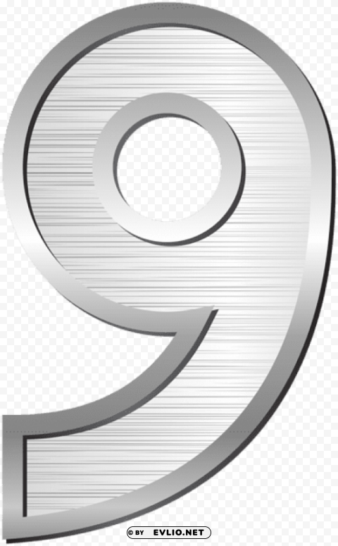 number nine silver PNG images with clear backgrounds