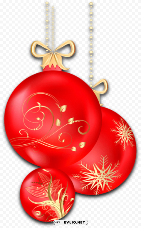 christmas transparent red ornaments Isolated Illustration with Clear Background PNG