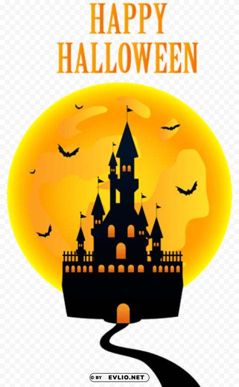 happy halloween with castle PNG images without licensing