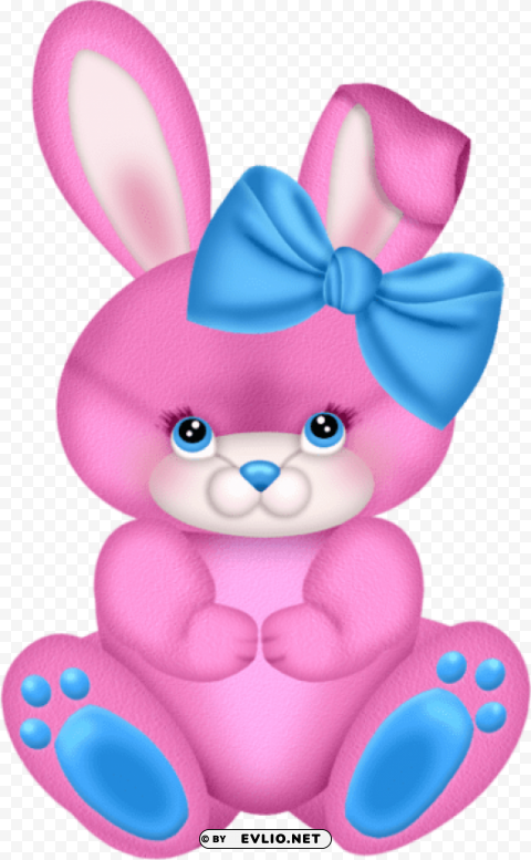 pink bunny with pink bow Free PNG images with transparent layers