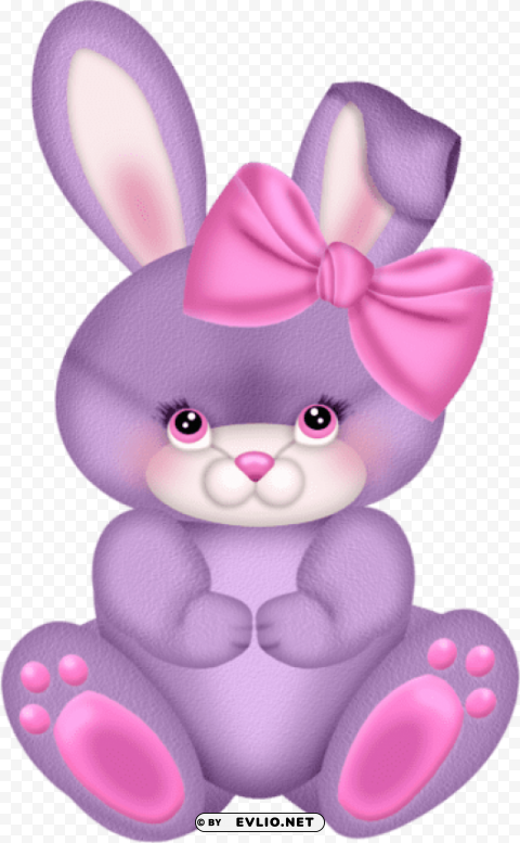 purple bunny with pink bow Free PNG images with transparency collection