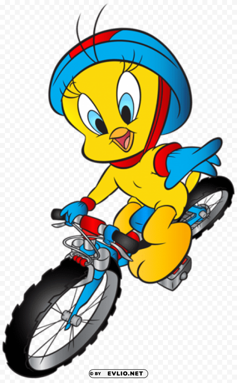 tweety with bicycle Isolated Element on HighQuality Transparent PNG