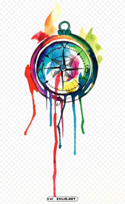 coloured compass tattoo on me Transparent PNG Isolated Artwork
