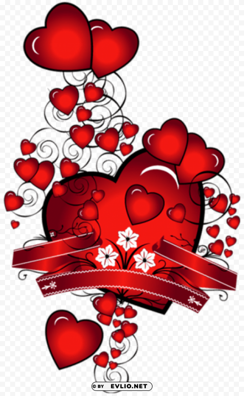 hearts with flowers art PNG for free purposes