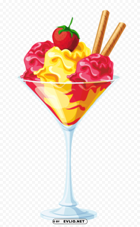 yellow red ice cream sundae transparent picture PNG Isolated Illustration with Clear Background