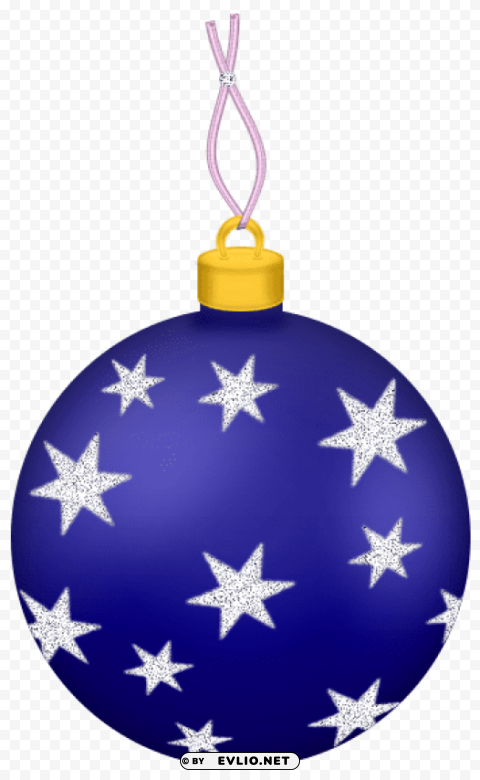 transparent blue christmas ball with stars ornament Isolated Element with Clear Background PNG