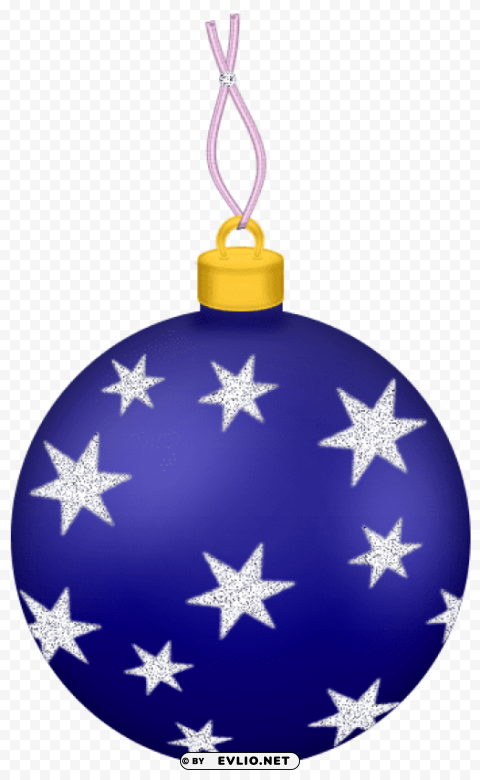 Transparent Blue Christmas Ball With Stars Ornament Isolated Element With Clear Background PNG