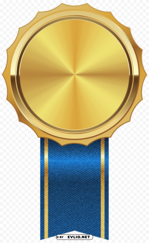 gold medal with blue ribbon Transparent Background Isolated PNG Figure