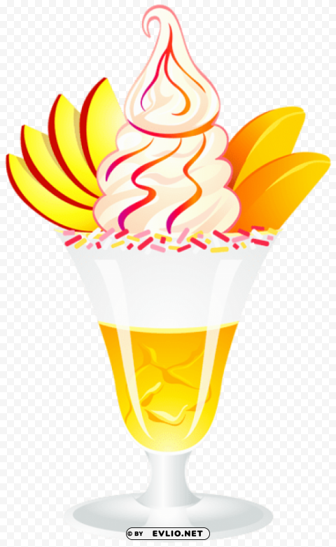 ice cream sundae with peaches t Isolated Object with Transparent Background PNG