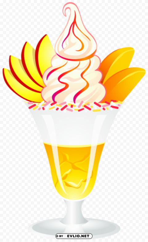 Ice Cream Sundae With Peaches T Isolated Object With Transparent Background PNG