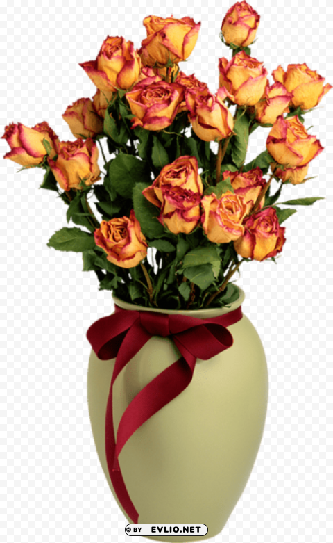vase with orange roses Isolated Icon with Clear Background PNG