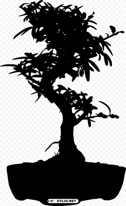 bonsai silhouette PNG Graphic with Transparent Background Isolation