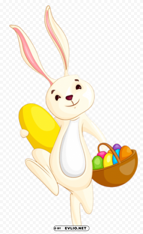easter bunny with yellow egg transparentpicture Isolated Element on Transparent PNG