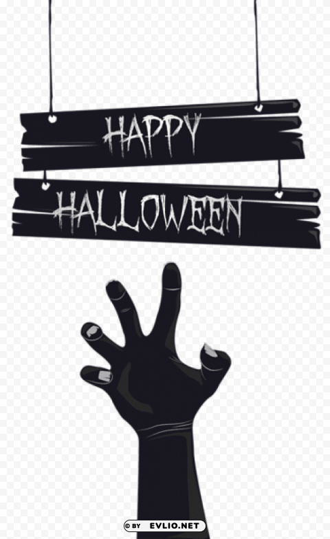 happy halloween with grave hand ClearCut PNG Isolated Graphic