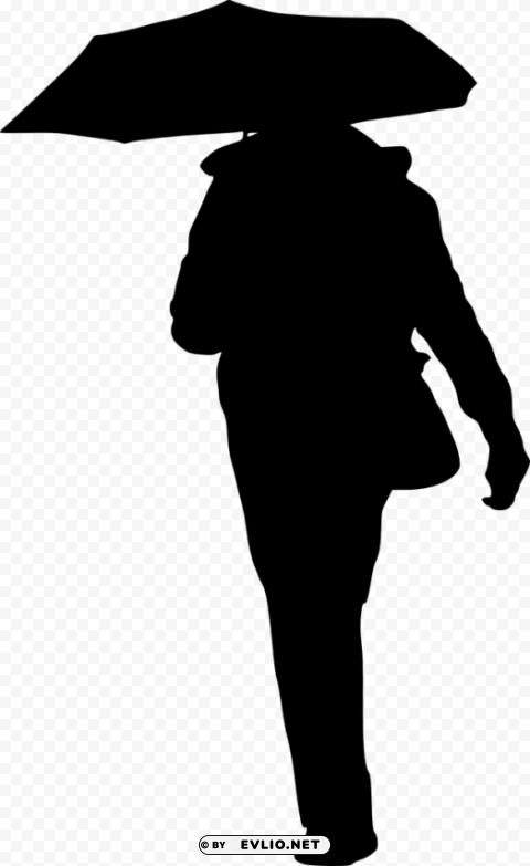 woman umbrella silhouette Isolated Illustration with Clear Background PNG