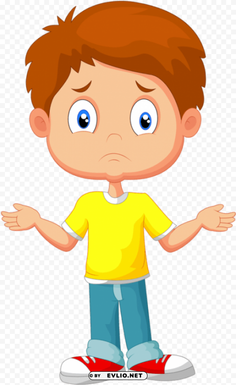 cartoon kid confused Isolated PNG Element with Clear Transparency