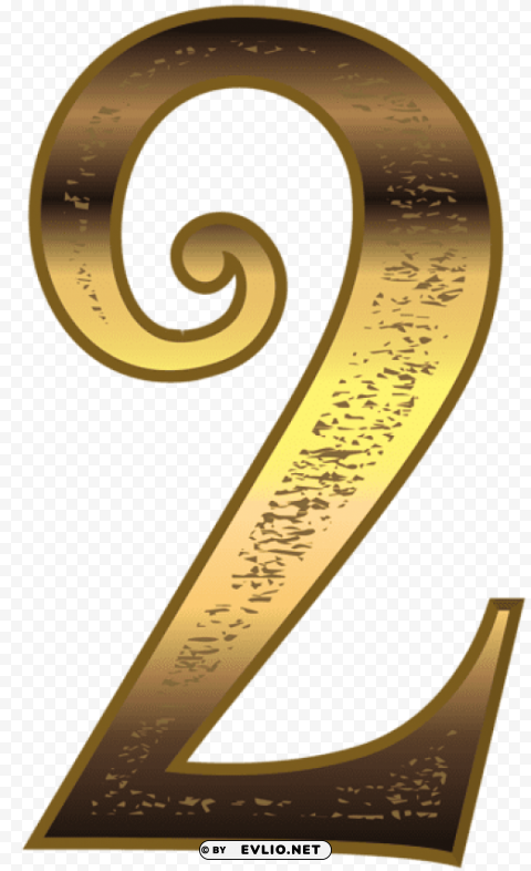 old gold number two PNG Graphic with Isolated Design