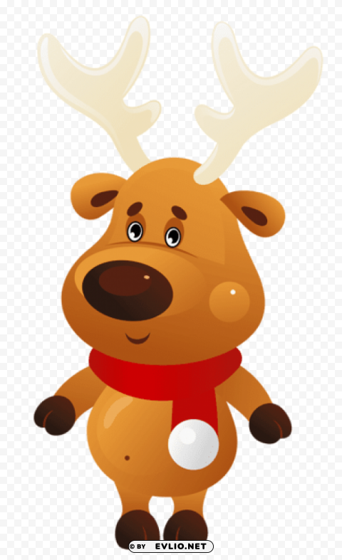 cute christmas reindeer with red scarf PNG images with transparent elements pack