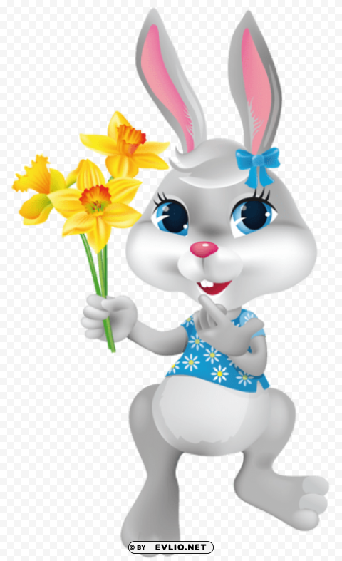 easter bunny with daffodilspicture Isolated Subject in HighQuality Transparent PNG