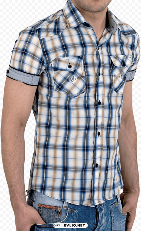 half fit check shirt PNG Image with Transparent Isolated Design