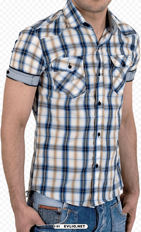 Half Fit Check Shirt PNG Image With Transparent Isolated Design