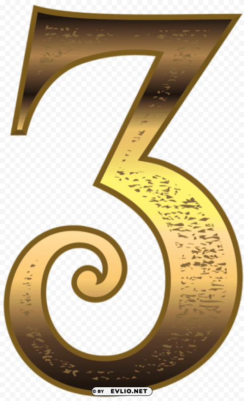 old gold number three PNG Graphic with Isolated Transparency