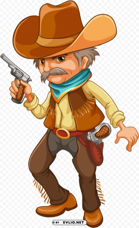 cowboy illustration PNG with cutout background