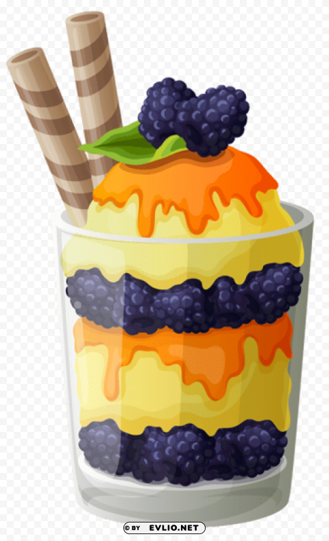 ice cream cup with blackberry Isolated Object on Transparent PNG