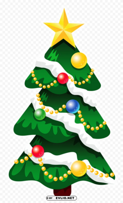 transparent snowy deco xmas tree with star PNG for design