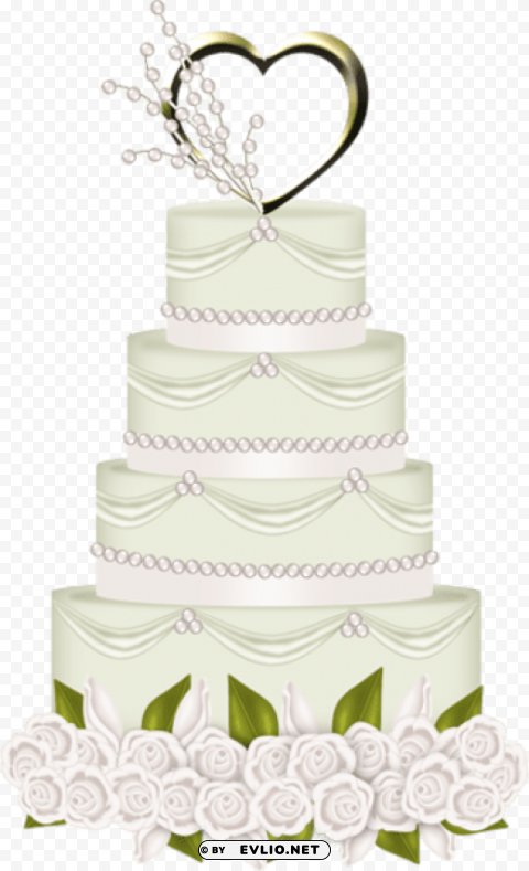 white wedding cake with heart ClearCut PNG Isolated Graphic