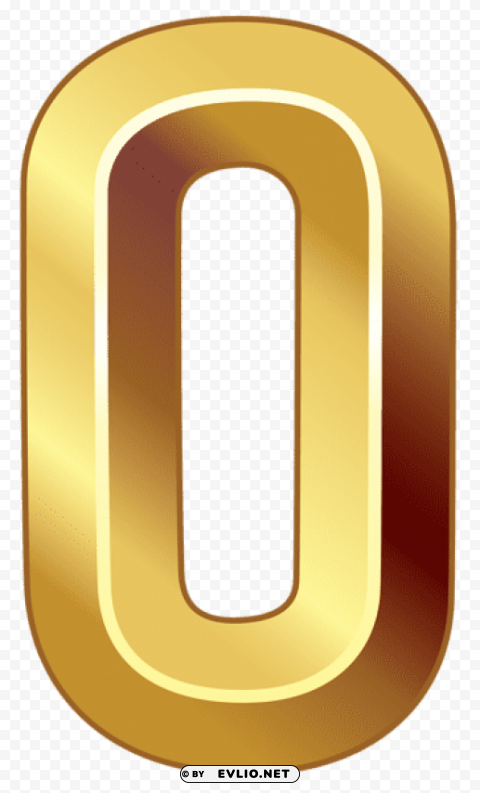 Gold Number Zero Isolated Artwork On Transparent PNG