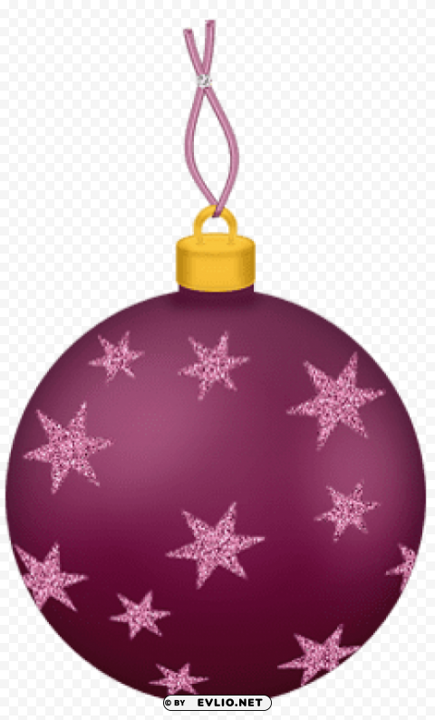 transparent red christmas ball with stars ornament Isolated Element with Clear PNG Background