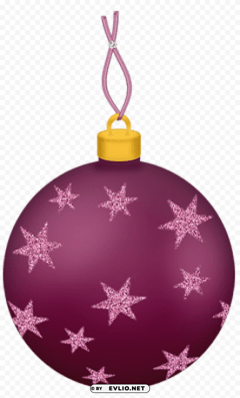 Transparent Red Christmas Ball With Stars Ornament Isolated Element With Clear PNG Background