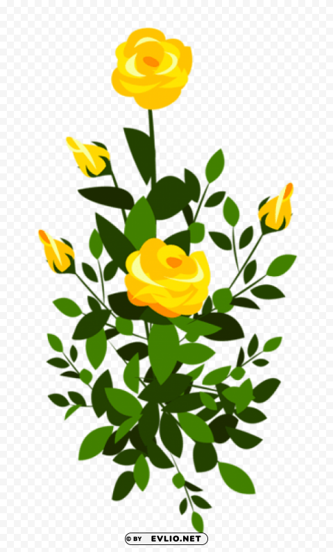 yellow rose bush PNG files with transparent backdrop complete bundle