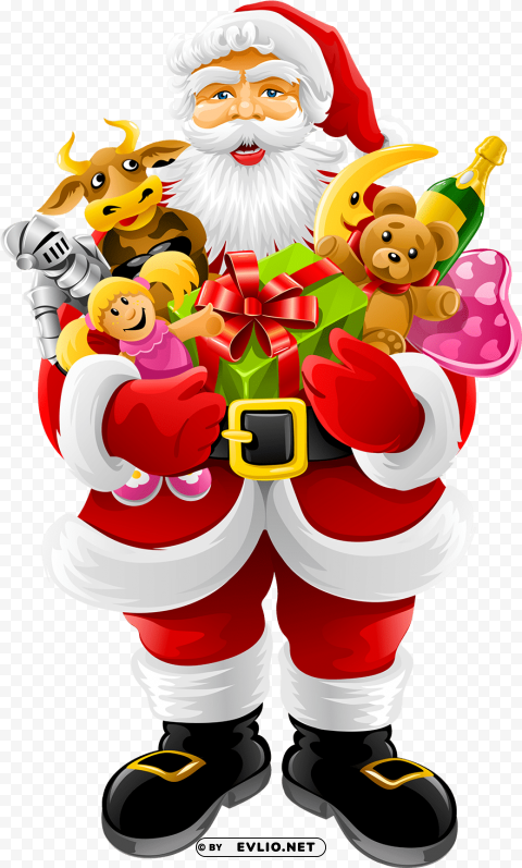 santa claus holding gifts image - merry christmas card ideas santa claus Isolated Design Element on Transparent PNG