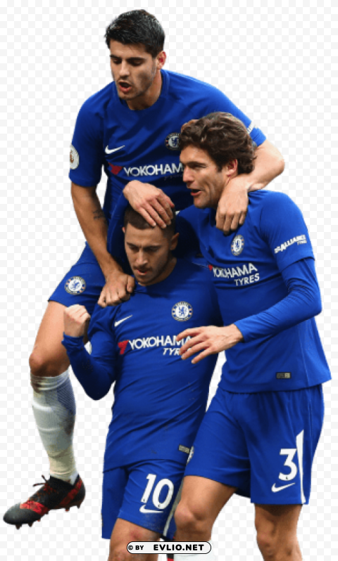 eden hazard alvaro morata & marcos alonso HighResolution Transparent PNG Isolated Graphic