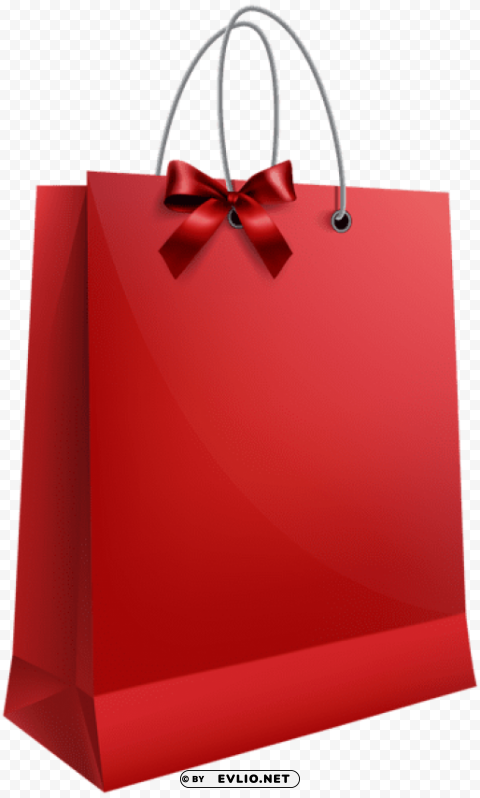 red gift bag with bow PNG design clipart png photo - 100506c1